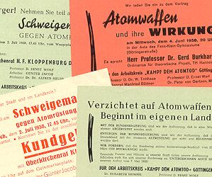 Flugblätter des Arbeitskreises "Kampf dem Atomtod" Göttingen aus dem Jahr 1958
