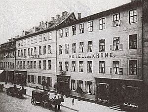 "Hotel zur Krone". Hauptquartier des hannoverschen Stabs in Göttingen.
