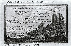 "Auf diesen Trümmern habe ich gesessen ..." - ein Stammbucheintrag Goethes, der an seinen Plesse-Besuch 1801 erinnert (Stadtarchiv Göttingen)